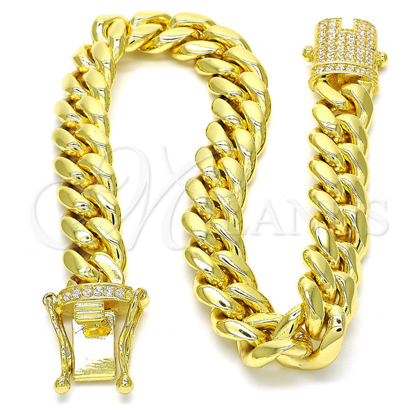 Stainless Steel Bracelet — Basic Bracelet Miami Cuban Design with White Micro — alternate product view — SKU 122733 | Acero Inoxidable brazalete — básico Bracelet Miami Cuban diseño with blanco Micro — SKU 122733