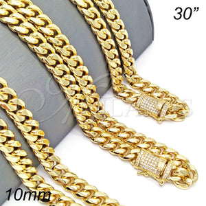 Stainless Steel Necklace — Basic Necklace Miami Cuban Design with White Micro — main product view — SKU 122736 | Acero Inoxidable collar — básico Necklace Miami Cuban diseño with blanco Micro — SKU 122736