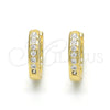 Oro Laminado Huggie Hoop, Gold Filled Style with White Cubic Zirconia, Polished, Golden Finish, 02.221.0057.15