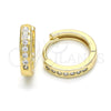 Oro Laminado Huggie Hoop, Gold Filled Style with White Cubic Zirconia, Polished, Golden Finish, 02.221.0057.15