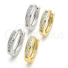 Oro Laminado Huggie Hoop, Gold Filled Style with White Cubic Zirconia, Polished, Golden Finish, 02.221.0057.15