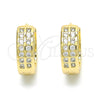Oro Laminado Huggie Hoop, Gold Filled Style with White Cubic Zirconia, Polished, Golden Finish, 02.221.0058.15