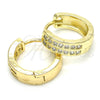 Oro Laminado Huggie Hoop, Gold Filled Style with White Cubic Zirconia, Polished, Golden Finish, 02.221.0058.15