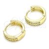 Oro Laminado Huggie Hoop, Gold Filled Style with White Cubic Zirconia, Polished, Golden Finish, 02.221.0058.15