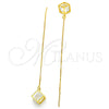 Sterling Silver Threader Earring, with White Cubic Zirconia, Polished, Golden Finish, 02.183.0024