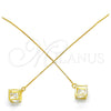 Sterling Silver Threader Earring, with White Cubic Zirconia, Polished, Golden Finish, 02.183.0024