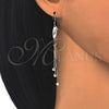 Sterling Silver Long Earring, Leaf Design, Polished, Rhodium Finish, 02.183.0026