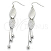 Sterling Silver Long Earring, Leaf Design, Polished, Rhodium Finish, 02.183.0026