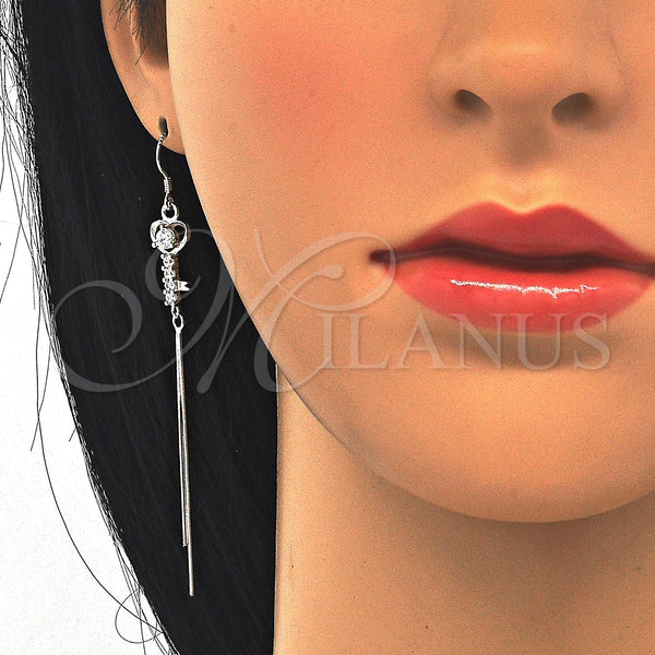 Sterling Silver Ring — Long Earring key Design with White Cubic Zirconia — alternate product view — SKU 122809 | Plata 925 anillo — Long Earring key diseño with blanco Cubic Zirconia — SKU 122809