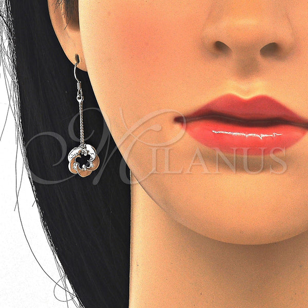Sterling Silver Ring — Long Earring Flower Design Polished 02. — alternate product view — SKU 122811 | Plata 925 anillo — Long Earring flor diseño pulido 02. — SKU 122811