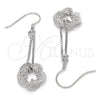 Sterling Silver Long Earring, Flower Design, Polished, Rhodium Finish, 02.183.0029