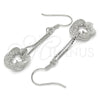 Sterling Silver Long Earring, Flower Design, Polished, Rhodium Finish, 02.183.0029