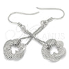 Sterling Silver Long Earring, Flower Design, Polished, Rhodium Finish, 02.183.0029