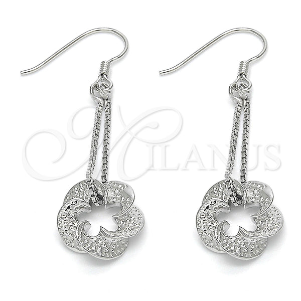 Sterling Silver Ring — Long Earring Flower Design Polished 02. — main product view — SKU 122811 | Plata 925 anillo — Long Earring flor diseño pulido 02. — SKU 122811