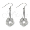 Sterling Silver Long Earring, Flower Design, Polished, Rhodium Finish, 02.183.0029