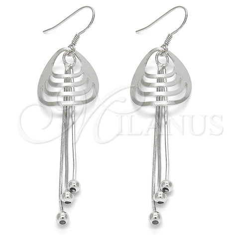 Sterling Silver Long Earring, Polished, Rhodium Finish, 02.183.0030