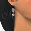 Sterling Silver Dangle Earring, Ball Design, Polished, Rhodium Finish, 02.183.0031