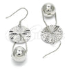 Sterling Silver Dangle Earring, Ball Design, Polished, Rhodium Finish, 02.183.0031