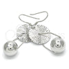 Sterling Silver Dangle Earring, Ball Design, Polished, Rhodium Finish, 02.183.0031
