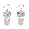 Sterling Silver Dangle Earring, Ball Design, Polished, Rhodium Finish, 02.183.0031