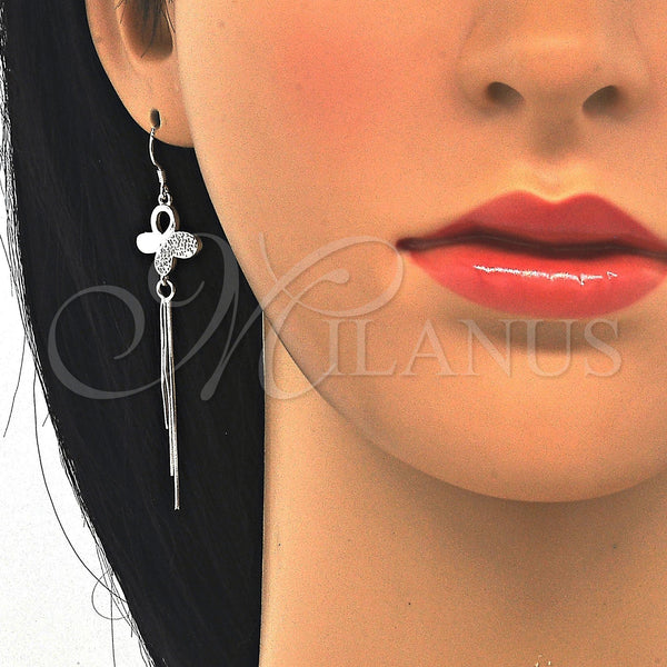 Sterling Silver Ring — Long Earring Butterfly Design with White Cubic Zirconia — alternate product view — SKU 122814 | Plata 925 anillo — Long Earring Butterfly diseño with blanco Cubic Zirconia — SKU 122814