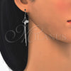 Sterling Silver Long Earring, Butterfly Design, with White Cubic Zirconia, Polished, Rhodium Finish, 02.183.0032