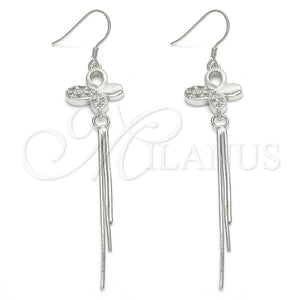 Sterling Silver Ring — Long Earring Butterfly Design with White Cubic Zirconia — main product view — SKU 122814 | Plata 925 anillo — Long Earring Butterfly diseño with blanco Cubic Zirconia — SKU 122814