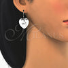 Sterling Silver Dangle Earring, Heart Design, Polished, Rhodium Finish, 02.183.0033
