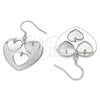 Sterling Silver Dangle Earring, Heart Design, Polished, Rhodium Finish, 02.183.0033
