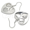 Sterling Silver Dangle Earring, Heart Design, Polished, Rhodium Finish, 02.183.0033