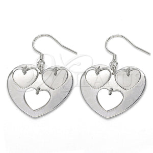 Sterling Silver Ring — Dangle Earring Heart Design Polished 02. — main product view — SKU 122815 | Plata 925 anillo — Dangle Earring corazón diseño pulido 02. — SKU 122815