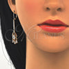 Oro Laminado Long Earring, Gold Filled Style Teardrop Design, with White Cubic Zirconia, Polished, Golden Finish, 02.210.0170