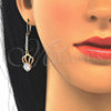Oro Laminado Long Earring, Gold Filled Style with White Cubic Zirconia, Polished, Golden Finish, 02.210.0177