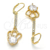 Oro Laminado Long Earring, Gold Filled Style with White Cubic Zirconia, Polished, Golden Finish, 02.210.0177