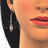 Oro Laminado Long Earring, Gold Filled Style with White Cubic Zirconia, Polished, Golden Finish, 02.210.0182