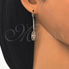 Oro Laminado Long Earring, Gold Filled Style with White Cubic Zirconia, Polished, Golden Finish, 02.210.0182