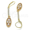 Oro Laminado Long Earring, Gold Filled Style with White Cubic Zirconia, Polished, Golden Finish, 02.210.0182