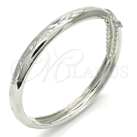 Rhodium Plated Individual Bangle, Diamond Cutting Finish, Rhodium Finish, 07.168.0015.05 (08 MM Thickness, Size 5 (2.50 Diameter))
