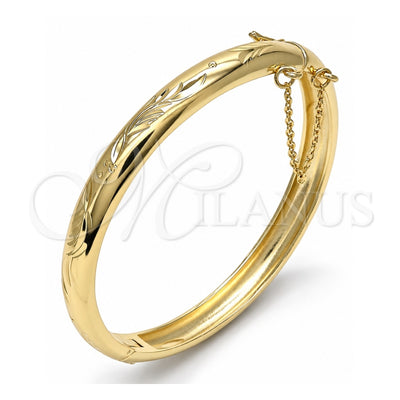 Oro Laminado Individual Bangle, Gold Filled Style Fish Design, Diamond Cutting Finish, Golden Finish, 07.168.0015.1.05 (Thickness, Size 5 (2.50 Diameter))
