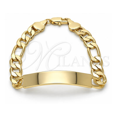 Oro Laminado ID Bracelet, Gold Filled Style Polished, Golden Finish, 03.168.0022.09 (09 MM Thickness, 9 Inches Length)