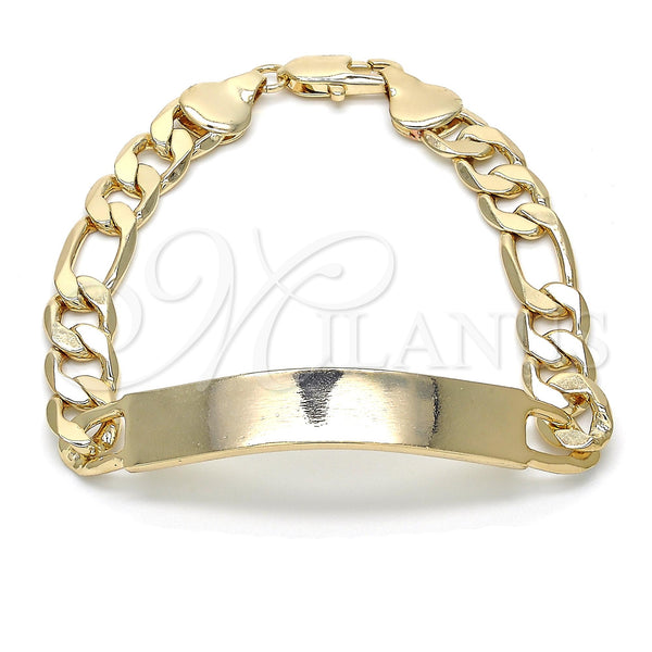 Oro Laminado ID Bracelet, Gold Filled Style Polished, Golden Finish, 03.168.0022.09 (09 MM Thickness, 9 Inches Length)