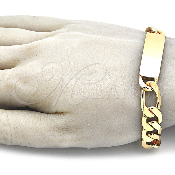 Gold Filled Bracelet — ID Bracelet Polished 03. 12 MM Thickness 9 — alternate product view — SKU 122866 | Oro Laminado brazalete — ID Bracelet pulido 03. 12 MM Thickness 9 — SKU 122866