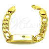 Oro Laminado ID Bracelet, Gold Filled Style Polished, Golden Finish, 03.168.0023.09 (12 MM Thickness, 9 Inches Length)