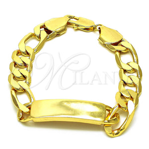 Gold Filled Bracelet — ID Bracelet Polished 03. 12 MM Thickness 9 — main product view — SKU 122866 | Oro Laminado brazalete — ID Bracelet pulido 03. 12 MM Thickness 9 — SKU 122866