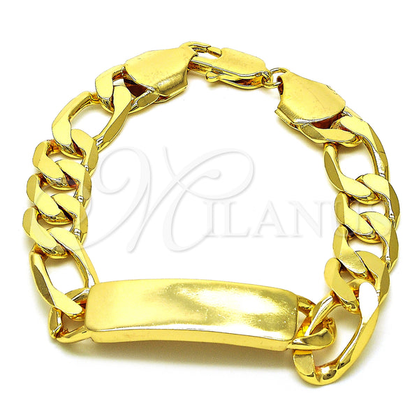 Gold Filled Bracelet — ID Bracelet Polished 03. 12 MM Thickness 9 — main product view — SKU 122866 | Oro Laminado brazalete — ID Bracelet pulido 03. 12 MM Thickness 9 — SKU 122866
