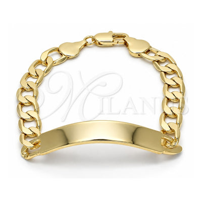 Oro Laminado ID Bracelet, Gold Filled Style Polished, Golden Finish, 03.168.0024.09 (09 MM Thickness, 9 Inches Length)
