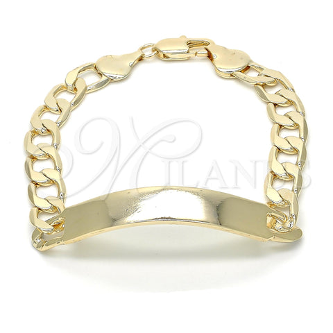 Oro Laminado ID Bracelet, Gold Filled Style Polished, Golden Finish, 03.168.0024.09 (09 MM Thickness, 9 Inches Length)