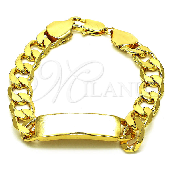 Gold Filled Bracelet — ID Bracelet Polished 03. 12 MM Thickness 9 — main product view — SKU 122868 | Oro Laminado brazalete — ID Bracelet pulido 03. 12 MM Thickness 9 — SKU 122868