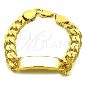 Gold Filled Bracelet — ID Bracelet Polished 03. 12 MM Thickness 9 — main product view — SKU 122868 | Oro Laminado brazalete — ID Bracelet pulido 03. 12 MM Thickness 9 — SKU 122868