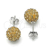Sterling Silver Stud Earring, with Light Brown Crystal, Polished, Rhodium Finish, 02.332.0042.1